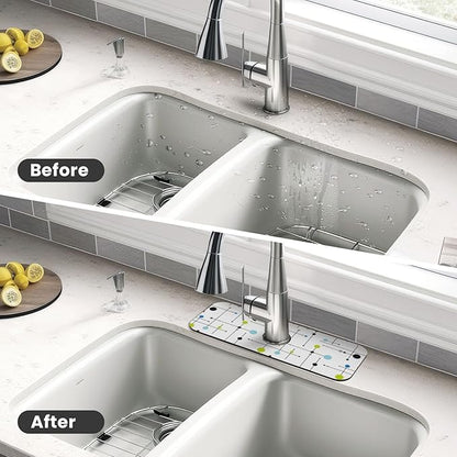 Atomic Mid Century Geometry Rustic Modern Black Kitchen Sink Splash Guard