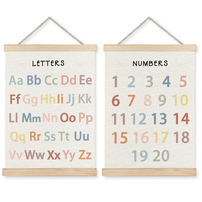 Supwhd Classroom Wall Decor, Numbers and Alphabet Educational Wall Art Poster, Alphabet ABC Numbers from 1 to 20 Poster Wall Decor for Toddler Kids Room Playroom Classroom, 12x16 Set of 2