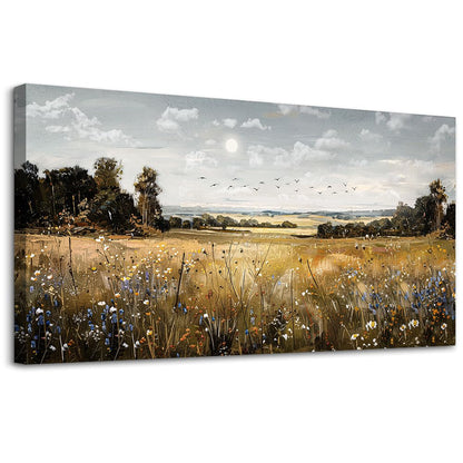 KELIYUAN Canvas Wall Art For Living Room Farmhouse Wall Decor For Bedroom Office Decorations Field Scenery Painting Countryside Wall Pictures Artwork Modern Ready To Hang Home Decor 20"X40"