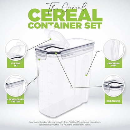 Utopia Kitchen Cereal Containers Storage Set – 2 Pack 4L Airtight Food Storage