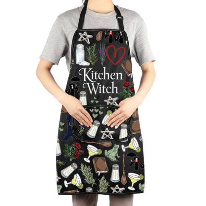 JNIAP Witches Kitchen Apron Salt Rosemary Lavender Love Gifts Magic Witchcraft Apron Witchy Gothic Gifts Witches Apron (witch ap)