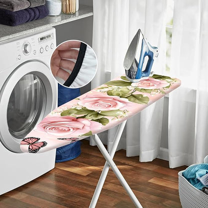 Nuxovilar Pink Roses with Butterflies Ironing Board Cover, This Cover Fits Most