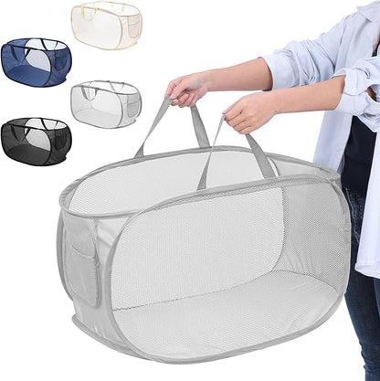 4 Pcs Foldable Pop Up Laundry Hampers, Mesh Laundry Basket