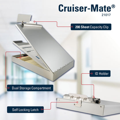 Saunders Cruiser-Mate Heavy Duty Aluminum Dual Storage Clipboard, Letter Size 8.5x11 Metal Form Holder with High Capacity Clip, Rugged Ticket Board for Police Patrol & Contractors, Made in USA