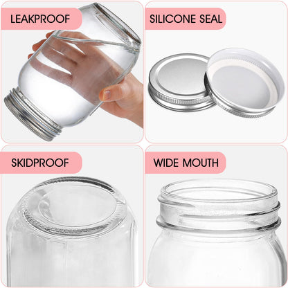 32oz Regular Mouth Mason Jars 2-Pack with Airtight Lids, Glass Canning Jars for Meal Prep, Overnight Oats, Jam & Food Storage, BPA-Free Clear Glass Jars for Canning, Fermenting & DIY Crafts