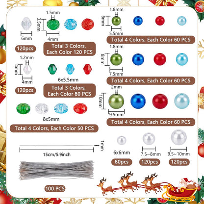 PH PandaHall Christmas Snowflake Wires Bead Kit, Snowflake Beads Ornament Set Metal Snowflake Wire with Pearl Acrylic Beads for Holiday Crafts Christmas Tree Wreaths DIY Craft Decoration