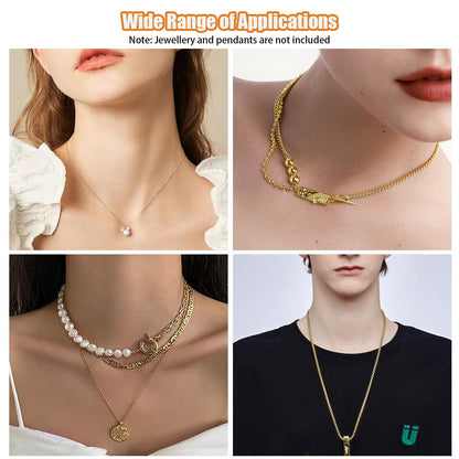 Fesorsi Gold Chain for Jewelry Making, 78.5ft 10 Style Steel Jewelry Chain, Electroplating Process, for DIY Necklace Chains, Tassel Pendants, with Jump Ring, Lobster Clasp, Pliers