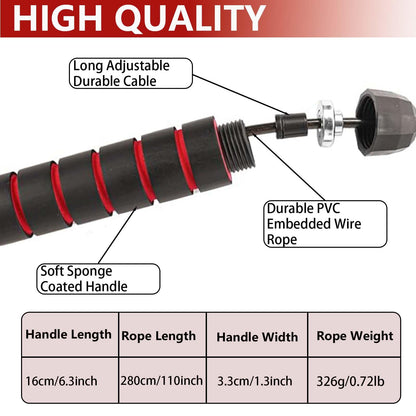 Adjustable Weighted Jump Rope, 9ft Long Tangle-Free Rapid Speed Jumprope for Exercise Calisthenics Fitness Jumping Skipping Double Dutch Boxing Crossfit, Workout Stuff for Women Men Kids Adult