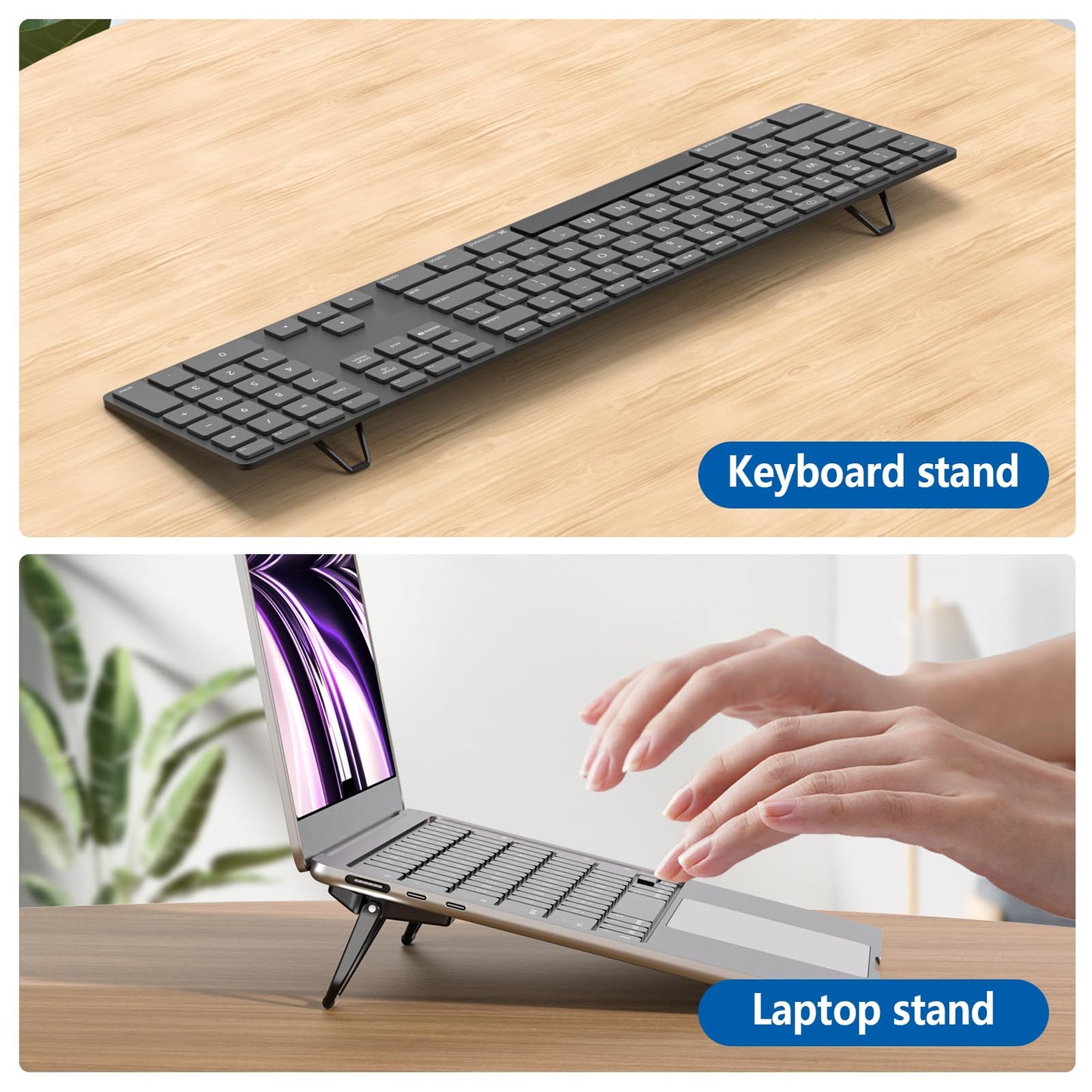 Portable Invisible Laptop Stand, Mini Aluminum Cooling Pad,Computer Keyboard Mount Kickstand,Ergonomic Lightweight Laptop Desk Stand (1pack（2pcs）)