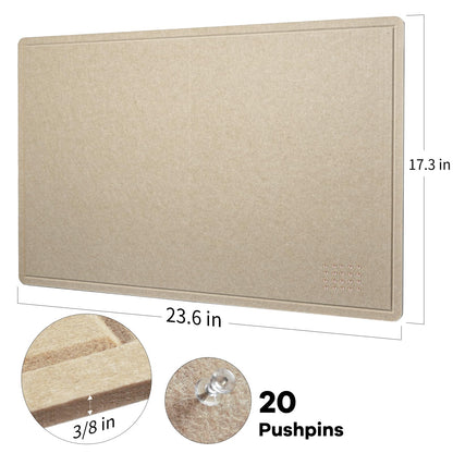 Lightomorrow Bulletin Board, 24 x 18 inches Decorative Felt Pin Board, Cork Board Alternative for Wall, Foldable Photo Board with 20 Pushpins - Beige Brown