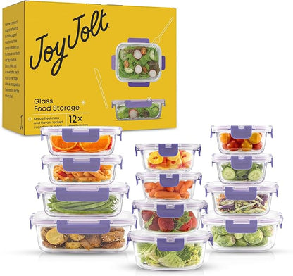 JoyJolt 24pc Borosilicate Glass Storage Containers
