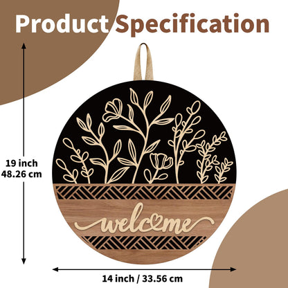 3D Welcome Sign for Front Door, Ultra Large 14in Front Door Wreath