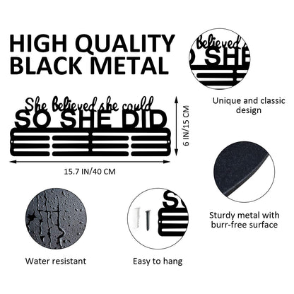 Resama Fashion Medal Hanger Holder Display Wall Rack Frame Shelf-Black Metal Medal Hanger Awards Ribbon Cheer,Gymnastics,Soccer Easy to Install