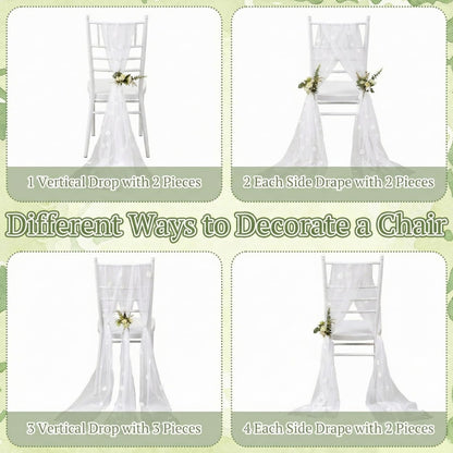 Suncalla 16 Pcs White Wedding Chair Sashes with Pearl Flowers, 96 x 8 Inch Lace Chair Back Decorations for Wedding Aisle Bridal Shower Reception Baby Shower Church Pew Decor