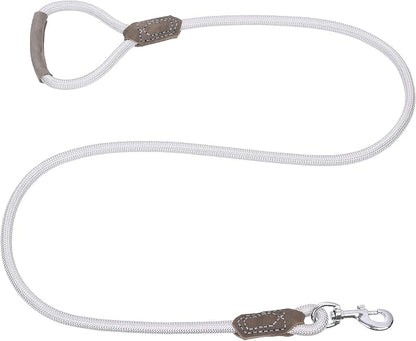Mile High Life | Premium Leather Dog Leash | Strong Rope Leash | Leather Handle | Zinc Alloy Strong Clasp | Small Medium Large Dogs | 4/5/6 Feet(Sliver, 60 Inch (Pack of 1))
