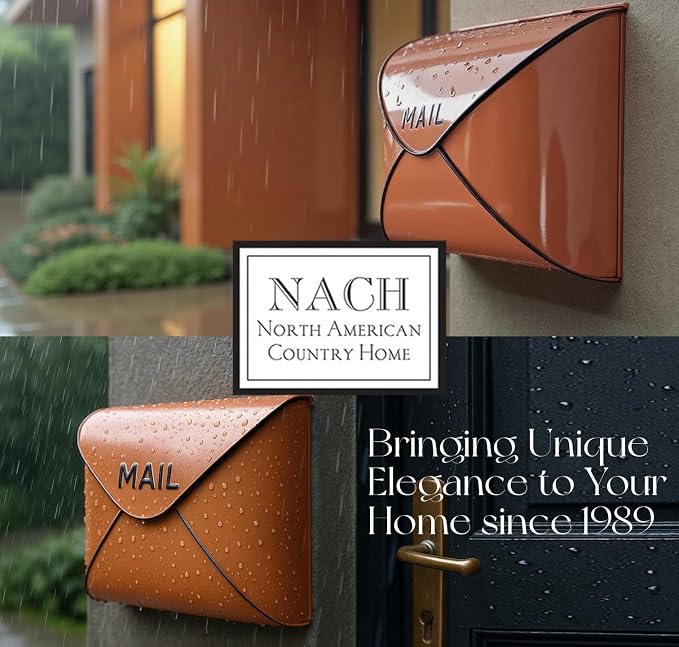 NACH Wall Mount Mailboxes, 11.5 x 9 x 4.5 inch Terracotta Wall Mailboxes for Outside, Waterproof Mailboxes for Outside - Envelope Mailbox