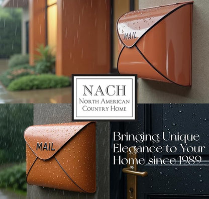 NACH Wall Mount Mailboxes, 11.5 x 9 x 4.5 inch Terracotta Wall Mailboxes for Outside, Waterproof Mailboxes for Outside - Envelope Mailbox