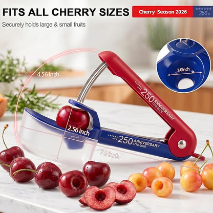 Cherry Pitter - Makmzoon Cherries Pitter Tool | Stainless Steel Rods with Hand-held Push Design, Save Time & Space for Making Cherry Jam with Lock Design