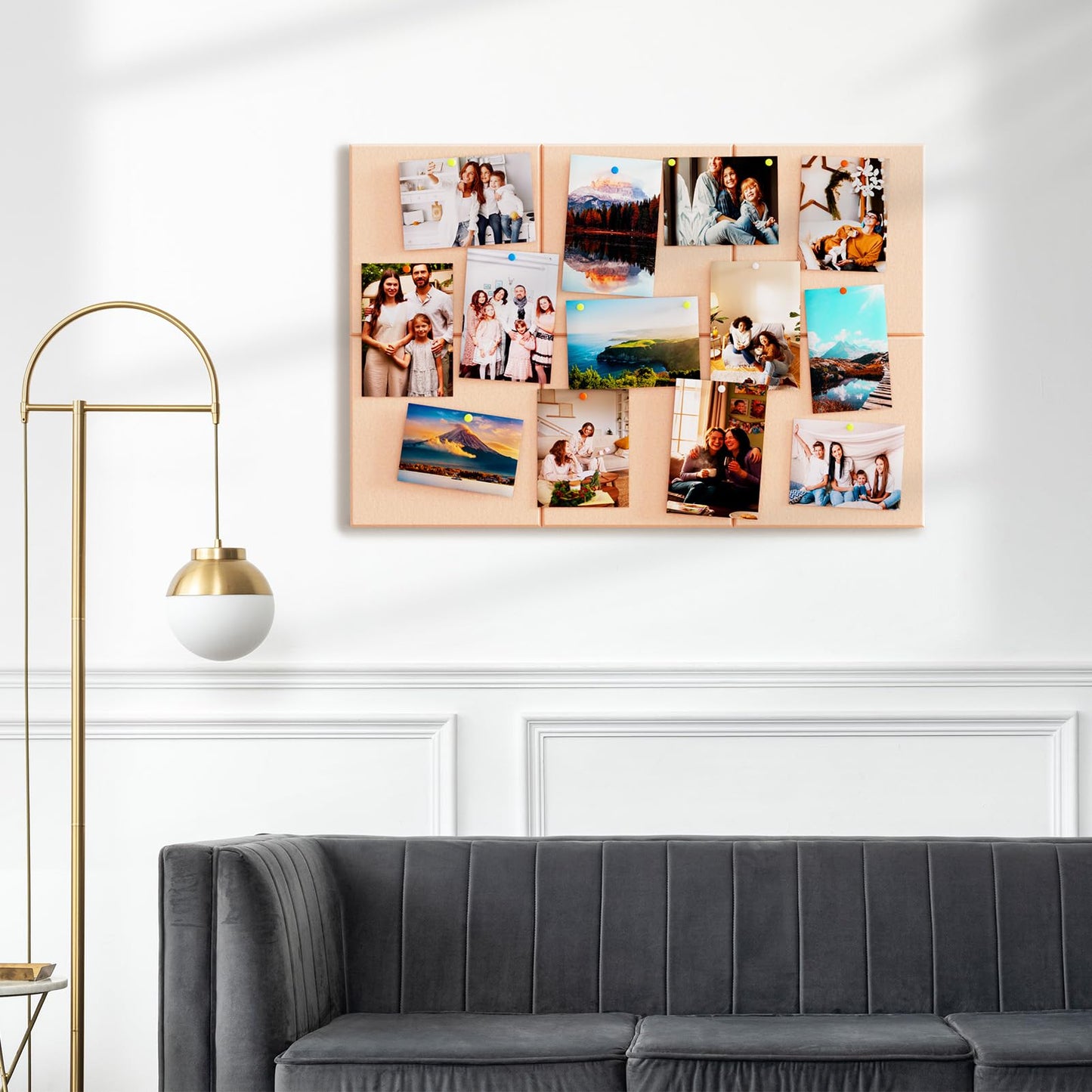 MaxGear Large Cork Board for Wall 36" x 24", Peach Beige Bulletin Board, 6 Pack Felt Wall Tiles with Pushpins, Cork Boards for Office Push Pin Board Tack Board Felt Board