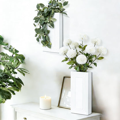 FancyPlus Wooden Wall Planter Vase,2 Pack Hanging Planter for Indoor Fake Plants Modern Boho Farmhouse Wall Art Decor for Home Indoor Kitchen Modern Farmhouse Bathroom Living Room Dining Room(White)
