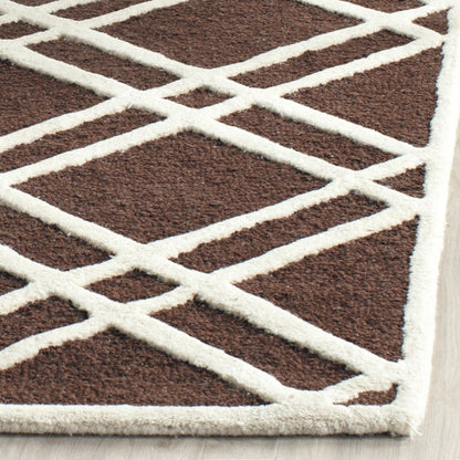 SAFAVIEH Cambridge Collection Accent Rug - 3' x 5', Dark Brown & Ivory, Handmade Moroccan Trellis Wool, Ideal for High Traffic Areas in Entryway, Living Room, Bedroom (CAM142H)