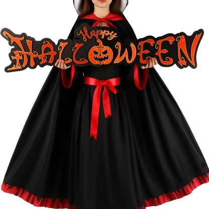 Yousoontic Large Gothic Happy Halloween Wooden Yard Sign Giant Black Orange Trick or Treat Porch Signs Wall Decor for Fence Garage Outdoor Backdrop Props(47.2 x 11.8 Inch)