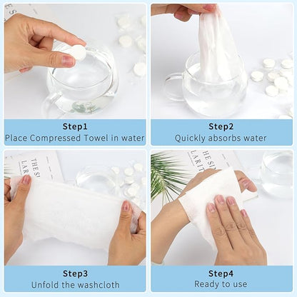 Classycoo Compressed Towel 100 PCS Mini Tablets Disposable Portable Face Towel