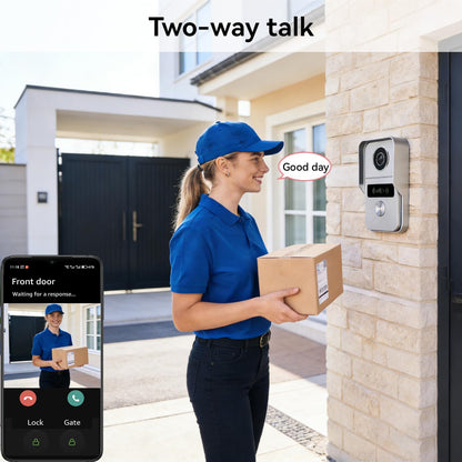 Wired Video Doorbell Apartment Intercom System, 1080P Doorbell Camera, 7-inch Touch Screen, Night Vision, Remote Unlock, Two-Way Intercom for Villa, Home, Office, with 1 Camera and 2 Monitors