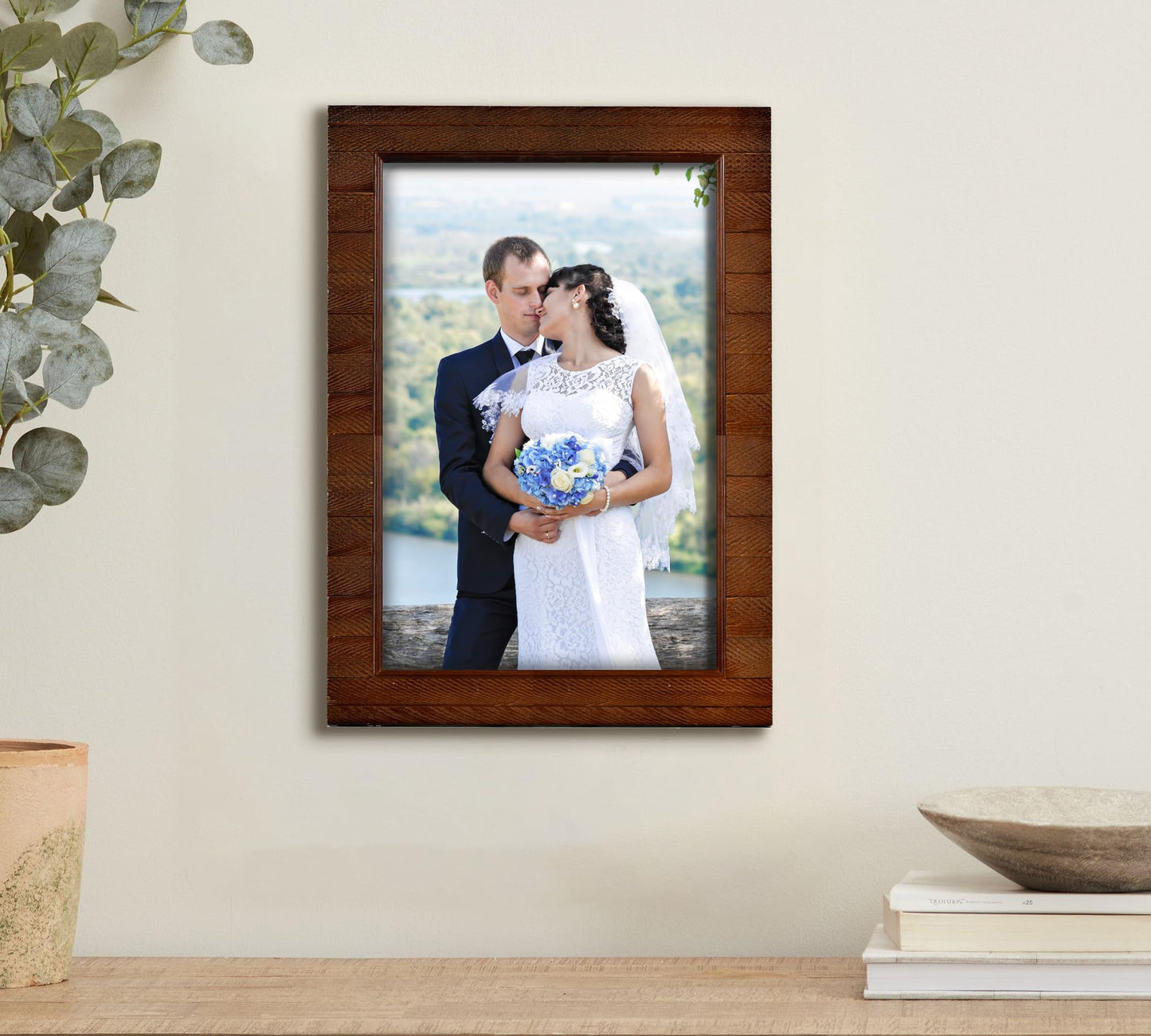 NWDCLF Rustic 11x17 Wood Picture Frame with Real Glass, Farmhouse Photo Frame for Wall Mount, Natural Wooden Frame for Family Photos, Gifts, Home Décor, Brown