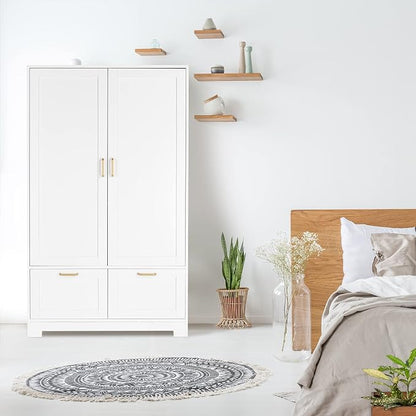 VINGLI 35" Wide White Armoire Wardrobe Closet with Adjustable Shelves and Drawers, Freestanding Closet Wardrobe Cabinet, Bedroom Armoires and Wardrobes with Doors for Kids' Room, Dorm