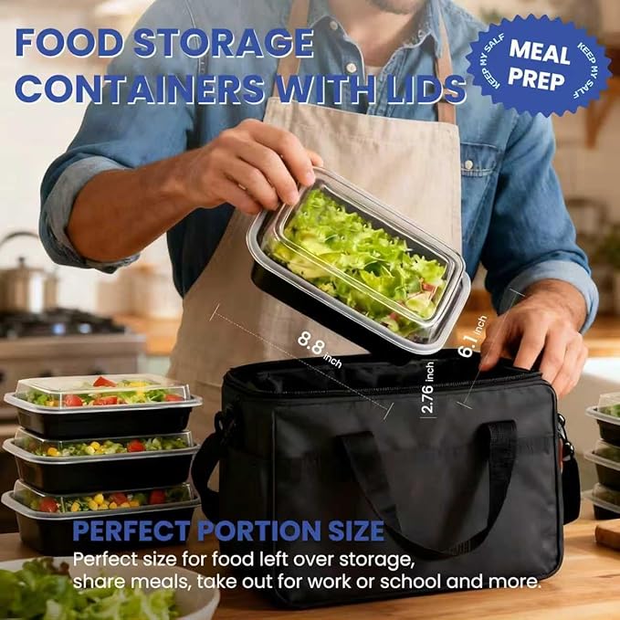 38oz Meal Prep Containers 15 Pack, BPA Free Food Storage Containers