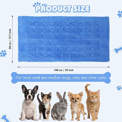 Irenare 12 Pcs Microfiber Dog Towels for Drying Dogs Cats, 20 x 40 Inch, Quick Drying Absorbent Pet Puppy Towels for Small Puppy Dog Cat Kitten Pet, Grooming Bathing Shower Travel Supplies(Blue)