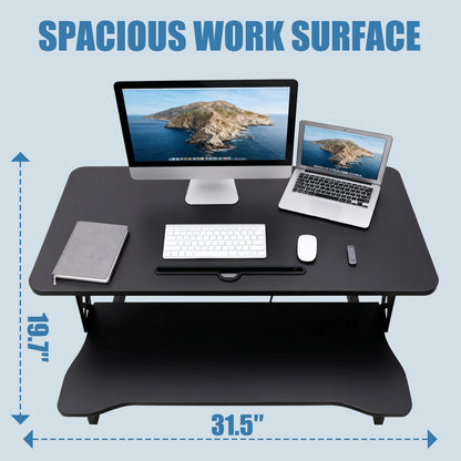 KYDEVO Standing Desk Converter, Height Adjustable Sit to Stand Riser, Dual Monitor and Laptop Workstation with Wide Keyboard Tray, Desk Lifter for Home Office