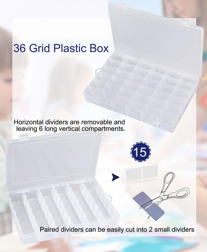 Eujqo 8 PCS 36 Grids Bead Organizer Box Plastic Box Clear Box Organizer 3600 Tackle Box Organizer Bead Containers Plastic Organizer Compartment Organizer Box Jewelry Earring Organizer (8 Pcs)