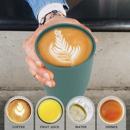 Wrova Wheat Straw Cups 6 PCS Good Alternative to Plastic Reusable Cups 20 oz Unbreakable Drinking Cup Reusable Dishwasher Safe Water Plastic Glasses Green