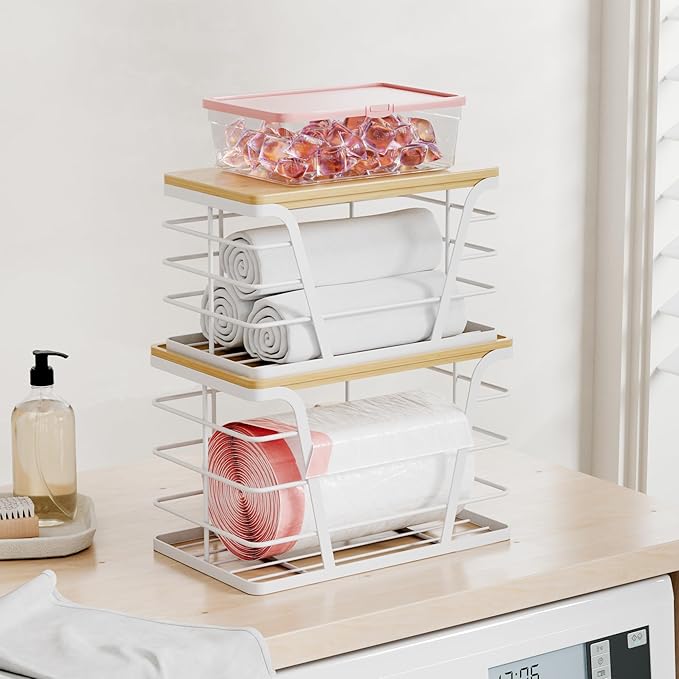 2 Pack Stackable Laundry Room Organization and Storage, Laundry Room Decor and