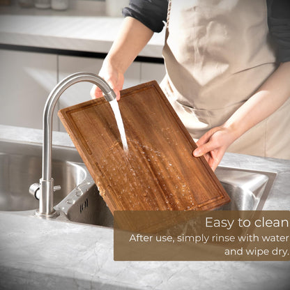 muso wood Solid Wood Cutting Board 3-Piece Set Kitchen Acacia Wood Cutting Board with Stand 0.8-inch Thick Wooden Cutting Board with Juice Groove Ideal for Chopping Vegetables and Serving Food