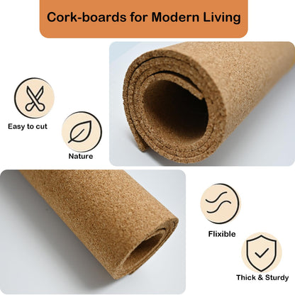15.8"x19.7"(40x50cm) Cork Board Roll, 1/8" (3mm) Thick Cork Boards for Walls, Ideal for Office, Home, School