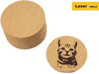 Cork Coasters for Drinks - 30 Pack Blank Round (90mm x 3.5mm) for Laser Engraving, Hot Mug Safe & Non-Slip Surface - Bulk DIY Coasters for Wedding, Coffee Bar, Home Decor - FP FAITHFUL PANDA