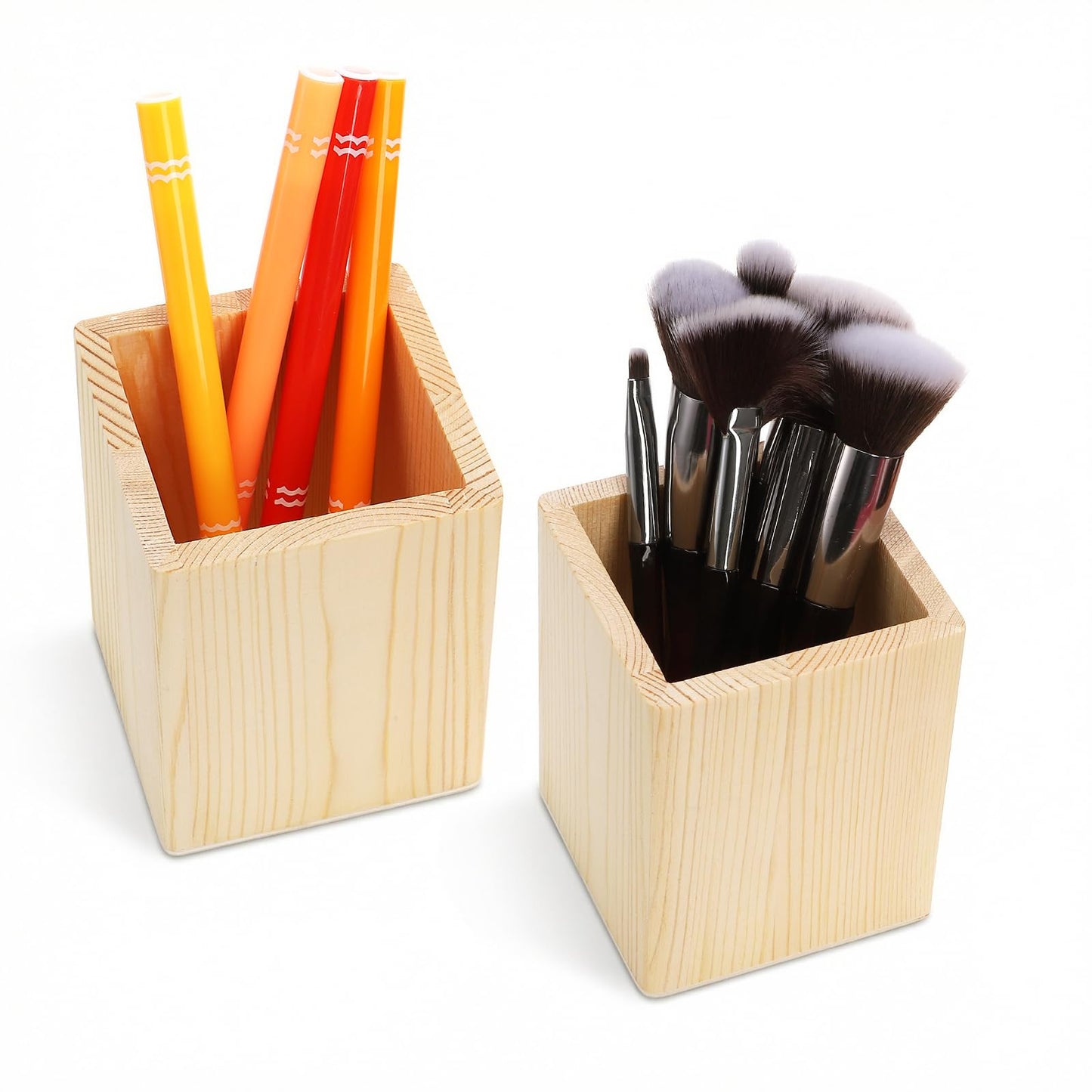 Yopay 12 Pack Wooden Pencil Holder, 4 Inch Square Desktop Wood Boxes for Crafts, DIY Unfinished Wooden Vase for Wedding Centerpieces Decor, Homemade DIY Supplies