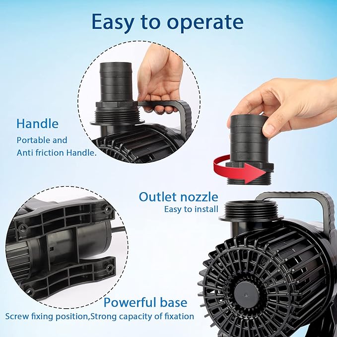 WaterRebirth (2200GPH-120W,UL listed) High Flow Large Fountain Submersible Water Pond Sump Pump Aquarium Electric Waterfall Pump Outdoor PS-2200
