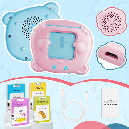 Spanish & English Talking Flash Cards for Toddler, Learning Montessori Toys with 224 Sight Words, Speech Therapy Toys, Children's Sensory Preschool Learning Educational Birthday