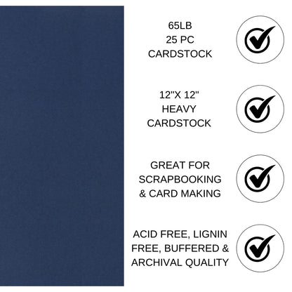 PA Paper Accents Stash Builder Cardstock 12" x 12" Chambray, 65lb colored cardstock paper for card making, scrapbooking, printing, quilling and crafts, 25 box