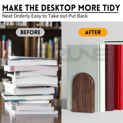 2Pairs Book Ends for Heavy Books, Wooden Bookends, Holds Heavy Books, Non-Skid, Perfect for Office Desk