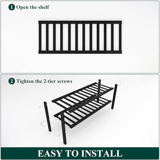 Smiry Bamboo Shoe Rack, 2 Tier Free Standing Wooden Shoe Organizer, Stackable Wood Shoe Storage Shelf for Closet, Entryway, 12 Vertical Slats, One-piece Standard Legs, 26.8"x11"x13", Black