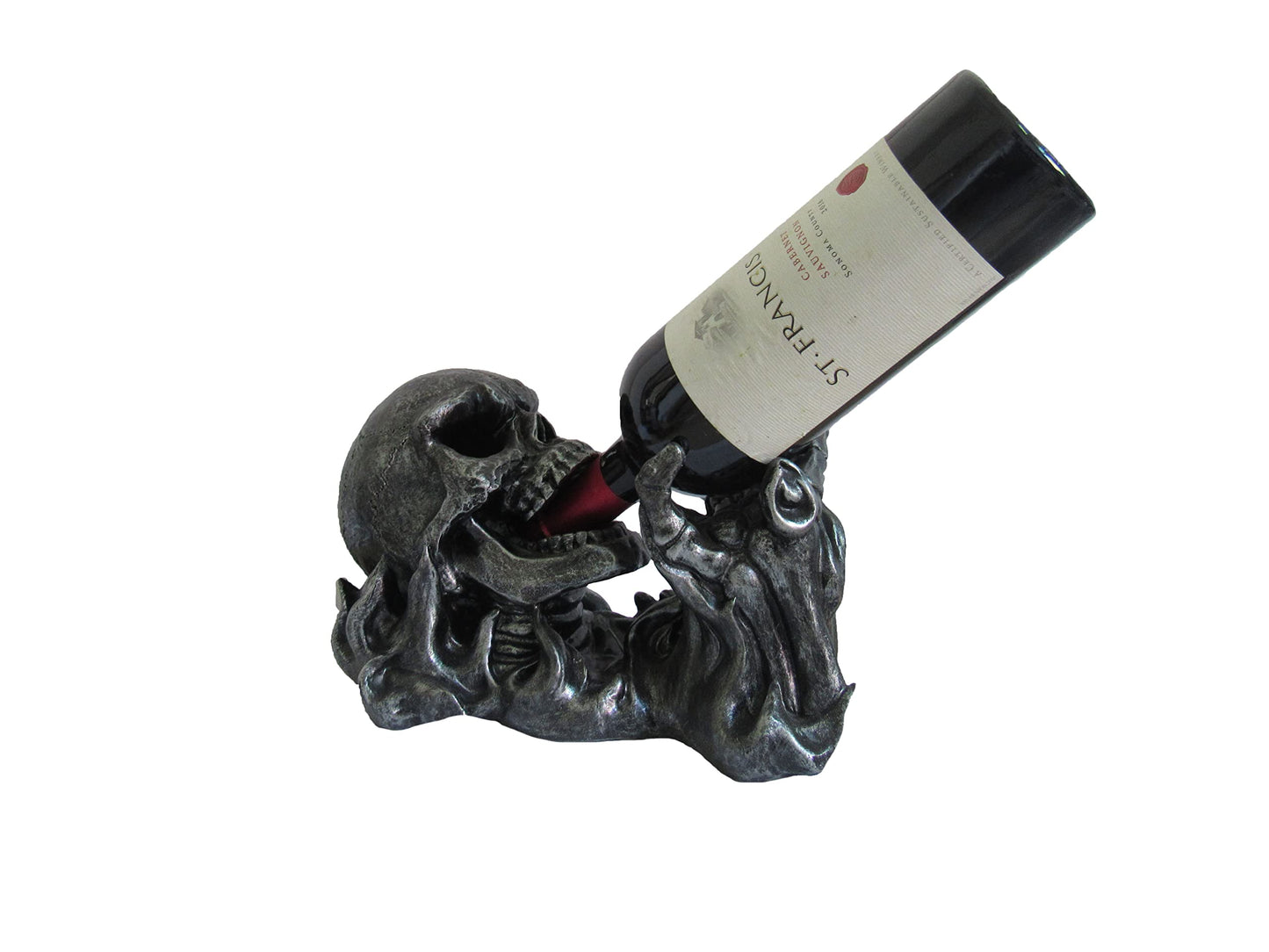 DWK Gargle of Wine Skeleton Skull in Flames Decorative Wine Bottle Holder Kitchen