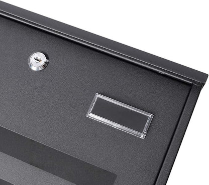 Decaller Galvanized Steel Mailbox with Key Lock, Wall Mount Metal Mail Box Outdoor, 13" x 11.8" x 4.1", 918 Black