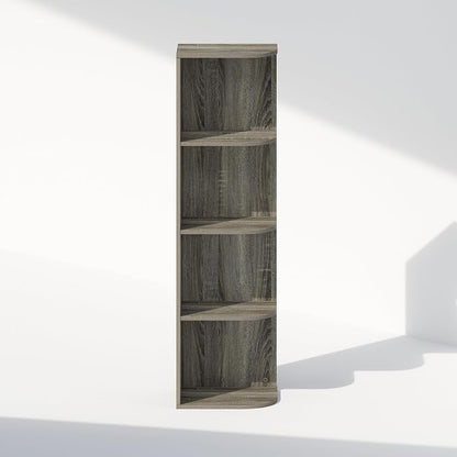 Furinno Reed Corner Shelf, 4-Tier Corner Bookshelf, Book Shelf, Corner Shelves, Storage Rack, for Organization and Storage, Home Office, Living Room, French Oak