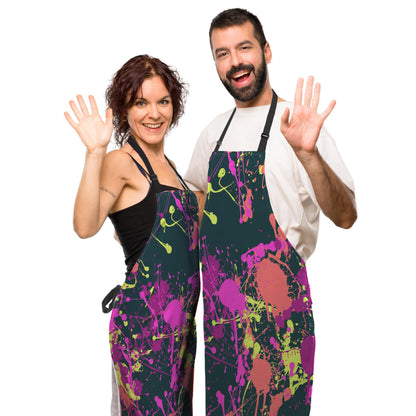 Olikked Cook Apron for Women Splatter Paint Pattern Mans Aprons for Cooking Funny for Kitchen Cooking Restaurant BBQ Painting Crafting 27” (W) x 31” (H), Waterproof Aprons