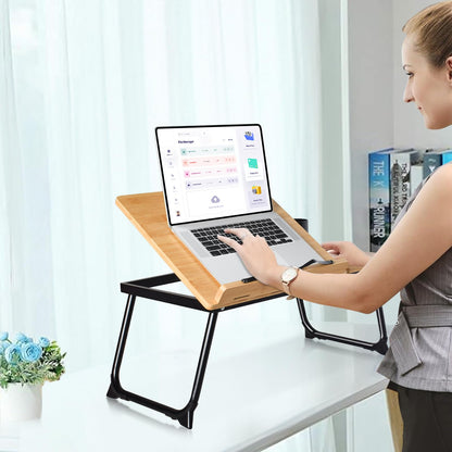 wishacc Book Stand for Reading in Bed, Laptop Stand Adjustable Book Holder Tray with Page Paper Clips Multi Angles Adjustable Cooking Bookstands for Textbook Recipe Magazine Tablet Portable